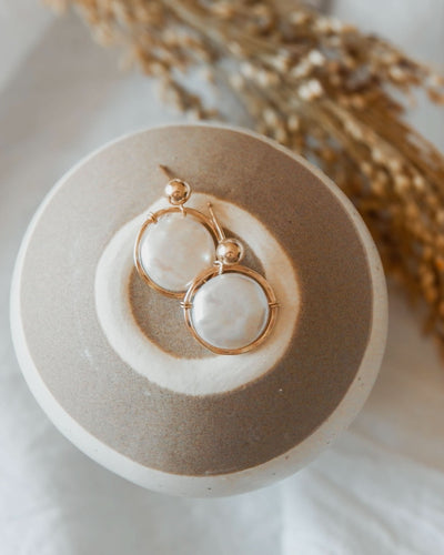 Fresh Water Pearl Halo Earrings - Barberry & Lace