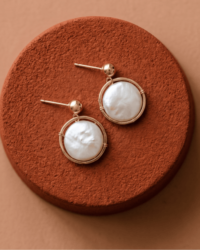 Fresh Water Pearl Halo Earrings - Barberry & Lace
