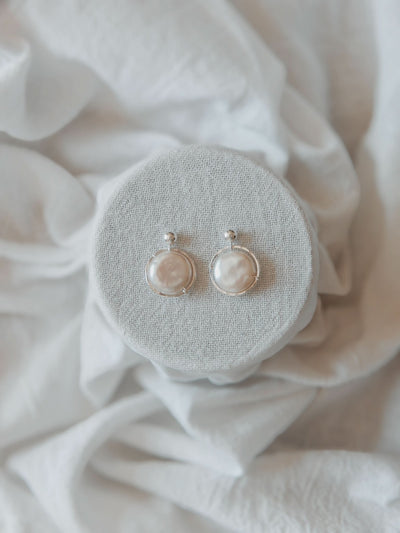 Fresh Water Pearl Halo Earrings - Barberry & Lace
