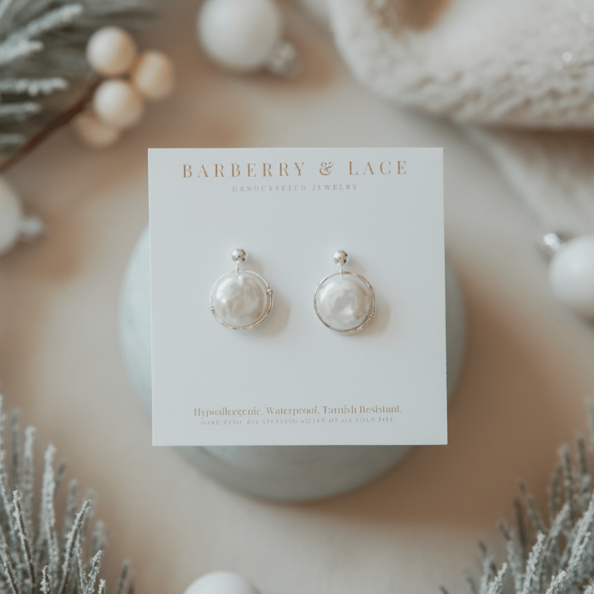 Fresh Water Pearl Halo Earrings - Barberry & Lace