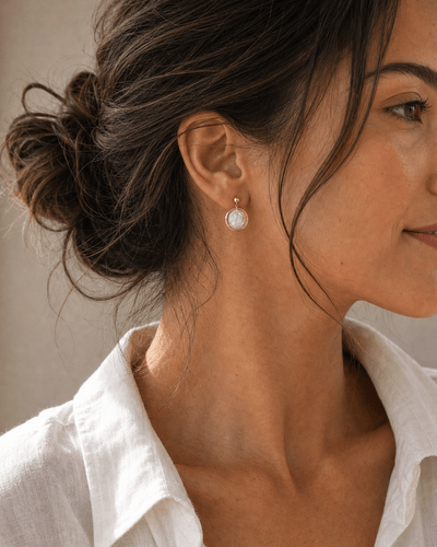 Fresh Water Pearl Halo Earrings - Barberry & Lace