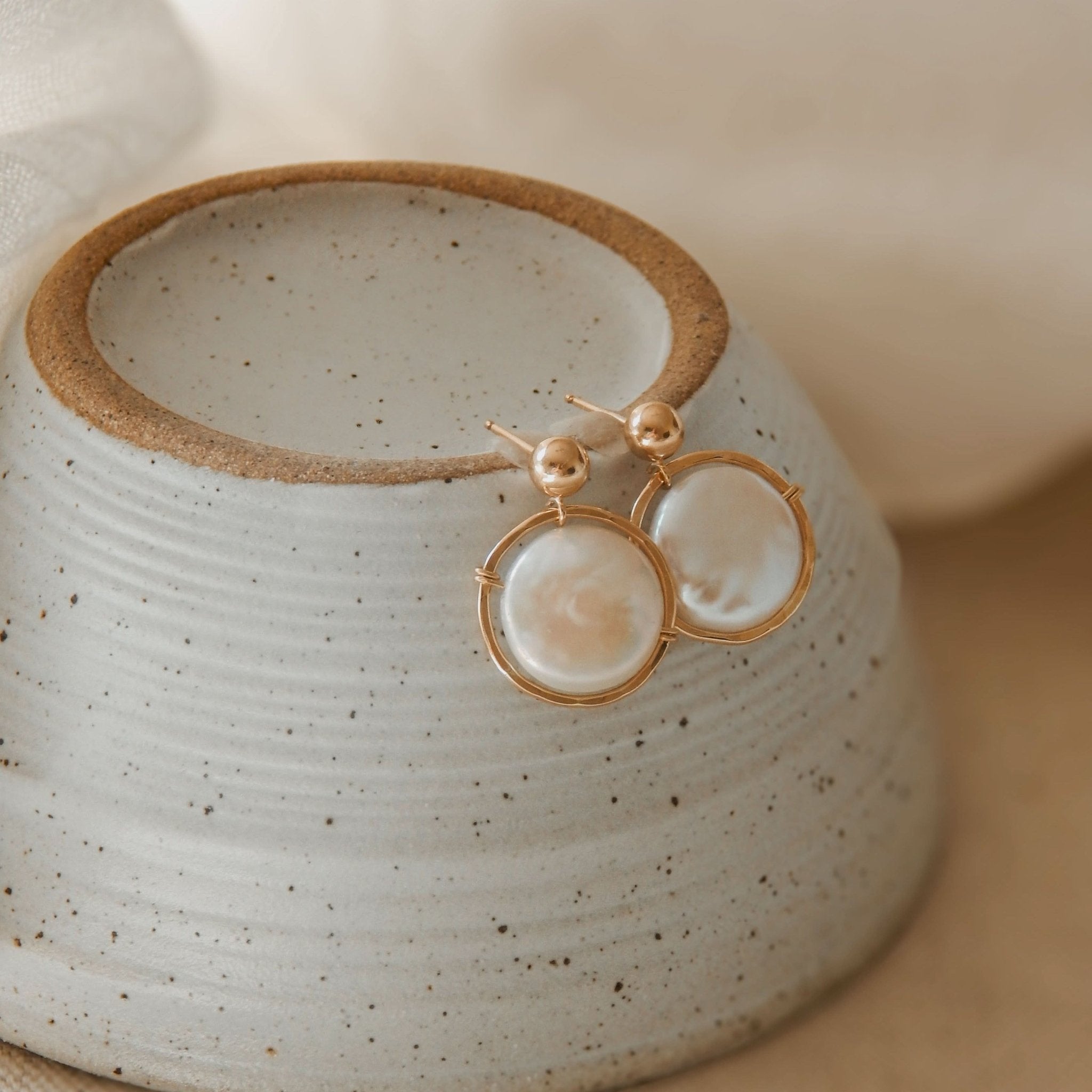 Fresh Water Pearl Halo Earrings - Barberry & Lace