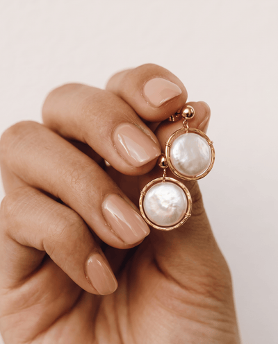 Fresh Water Pearl Halo Earrings - Barberry & Lace