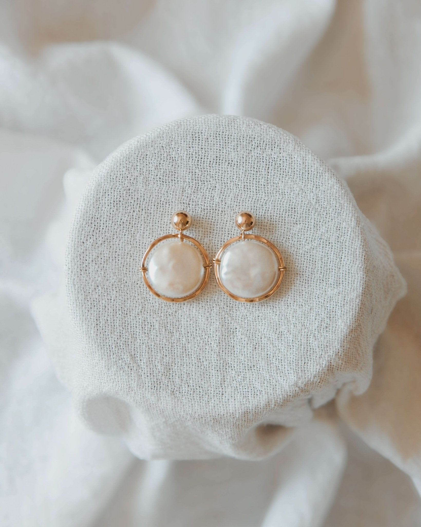 Fresh Water Pearl Halo Earrings - Barberry & Lace