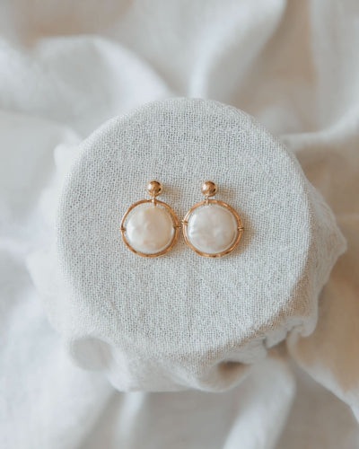 Fresh Water Pearl Halo Earrings - Barberry & Lace