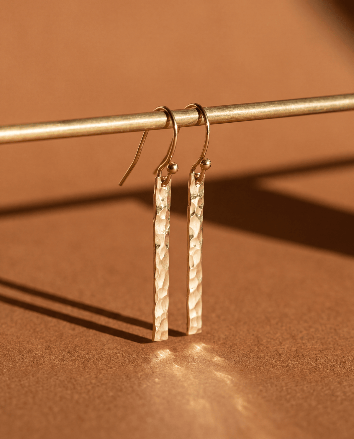 Hammered Bar Dangle Earrings - Barberry & Lace