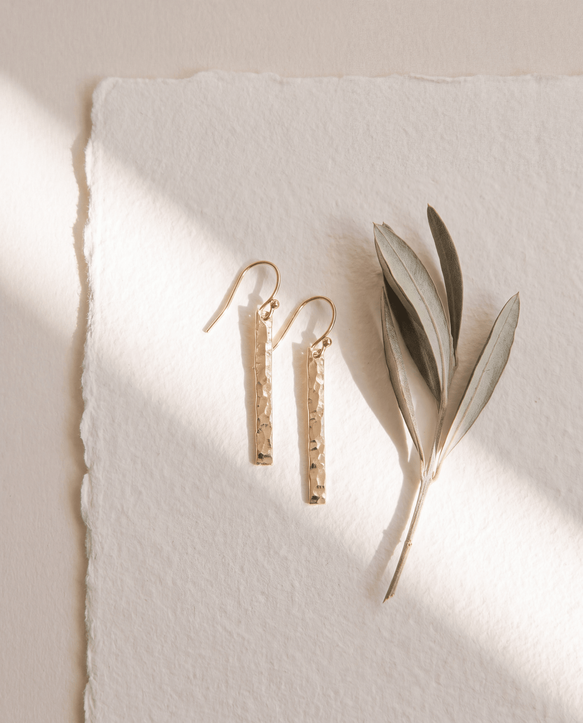 Hammered Bar Dangle Earrings - Barberry & Lace