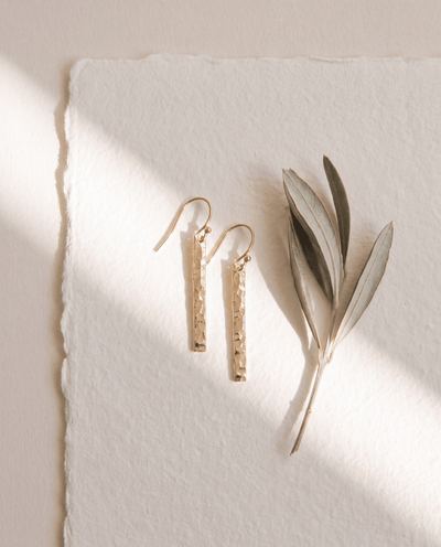 Hammered Bar Dangle Earrings - Barberry & Lace