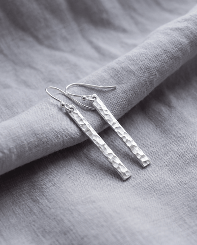 Hammered Bar Dangle Earrings - Barberry & Lace