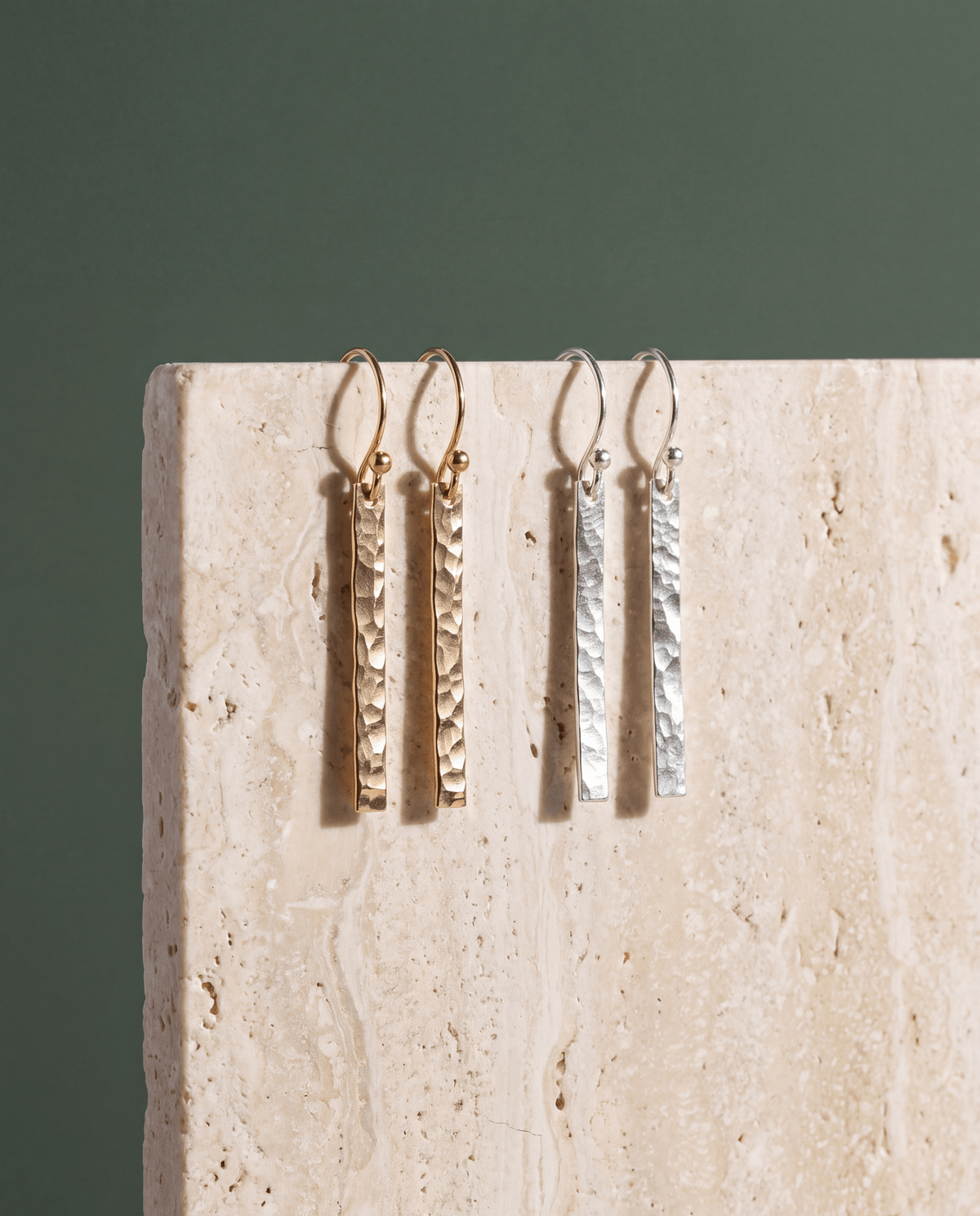 Hammered Bar Dangle Earrings - Barberry & Lace