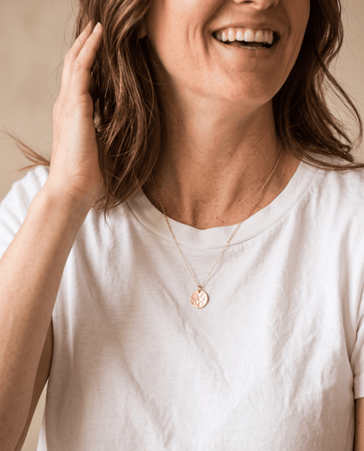 Hammered Disc Necklace - Barberry & Lace