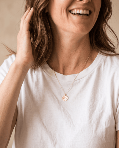 Hammered Disc Necklace - Barberry & Lace
