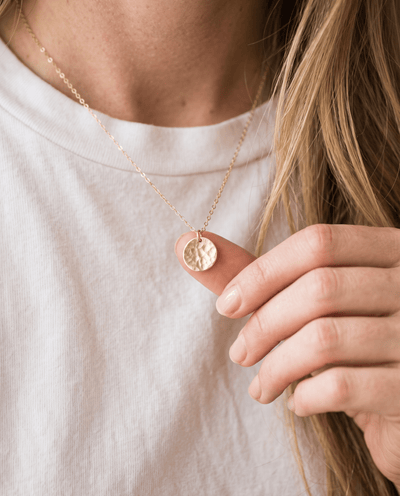 Hammered Disc Necklace - Barberry & Lace