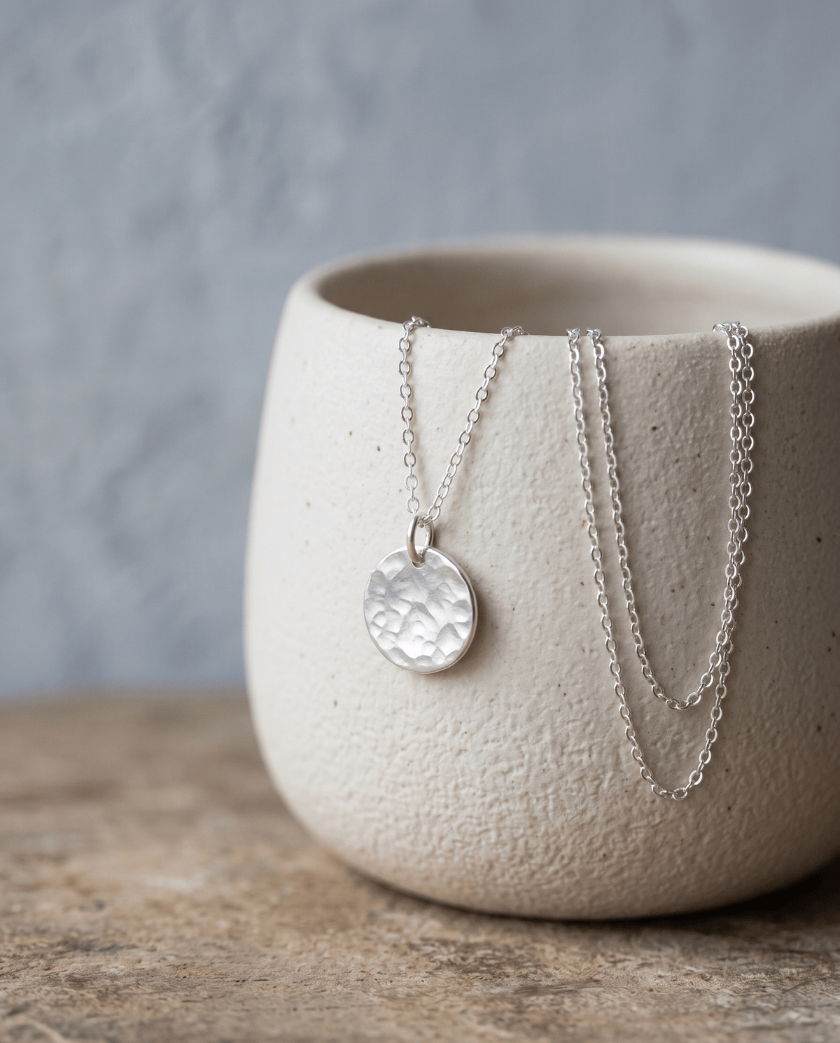 Hammered Disc Necklace - Barberry & Lace