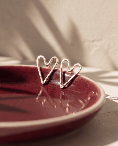 Hammered Heart Stud Earrings - Barberry & Lace