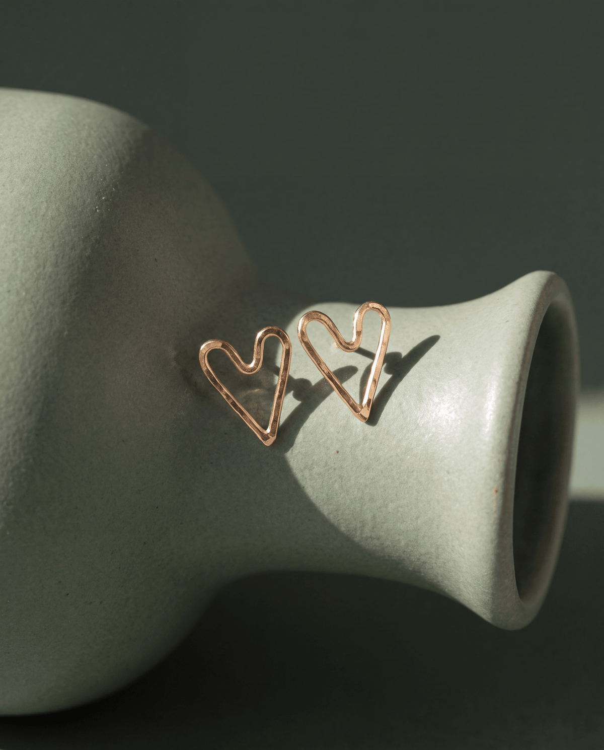 Hammered Heart Stud Earrings - Barberry & Lace