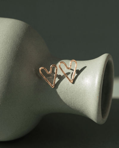 Hammered Heart Stud Earrings - Barberry & Lace