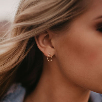 Hammered Teardrop Stud Earrings - Barberry & Lace