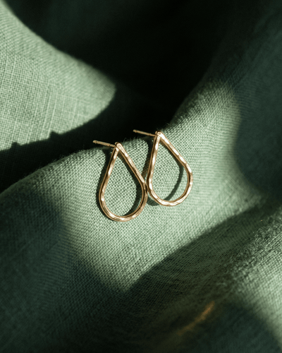 Hammered Teardrop Stud Earrings - Barberry & Lace