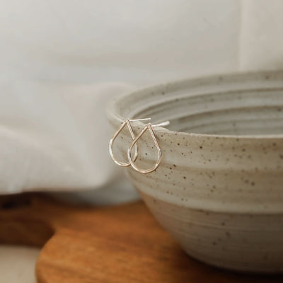 Hammered Teardrop Stud Earrings - Barberry & Lace
