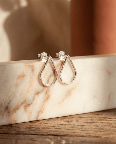 Hammered Teardrop Stud Earrings - Barberry & Lace