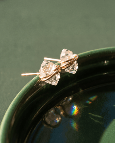 Herkimer Diamond Stud Earrings - Barberry & Lace