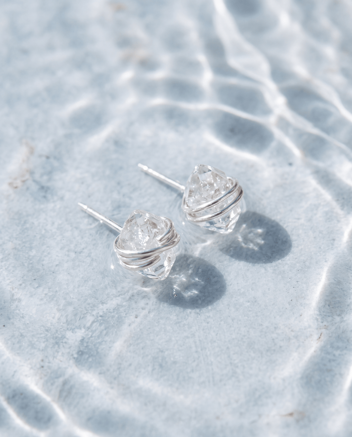 Herkimer Diamond Stud Earrings - Barberry & Lace