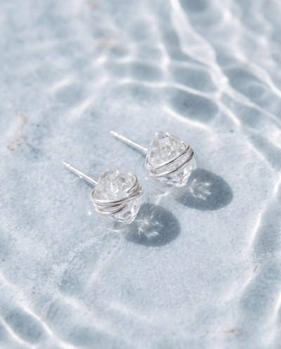 Herkimer Diamond Stud Earrings - Barberry & Lace