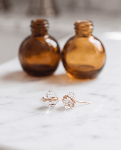 Herkimer Diamond Stud Earrings - Barberry & Lace