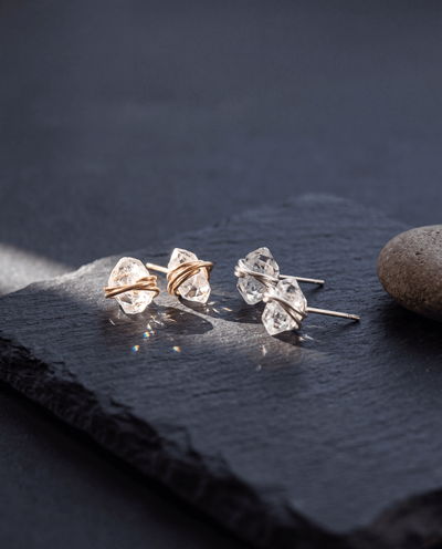 Herkimer Diamond Stud Earrings - Barberry & Lace