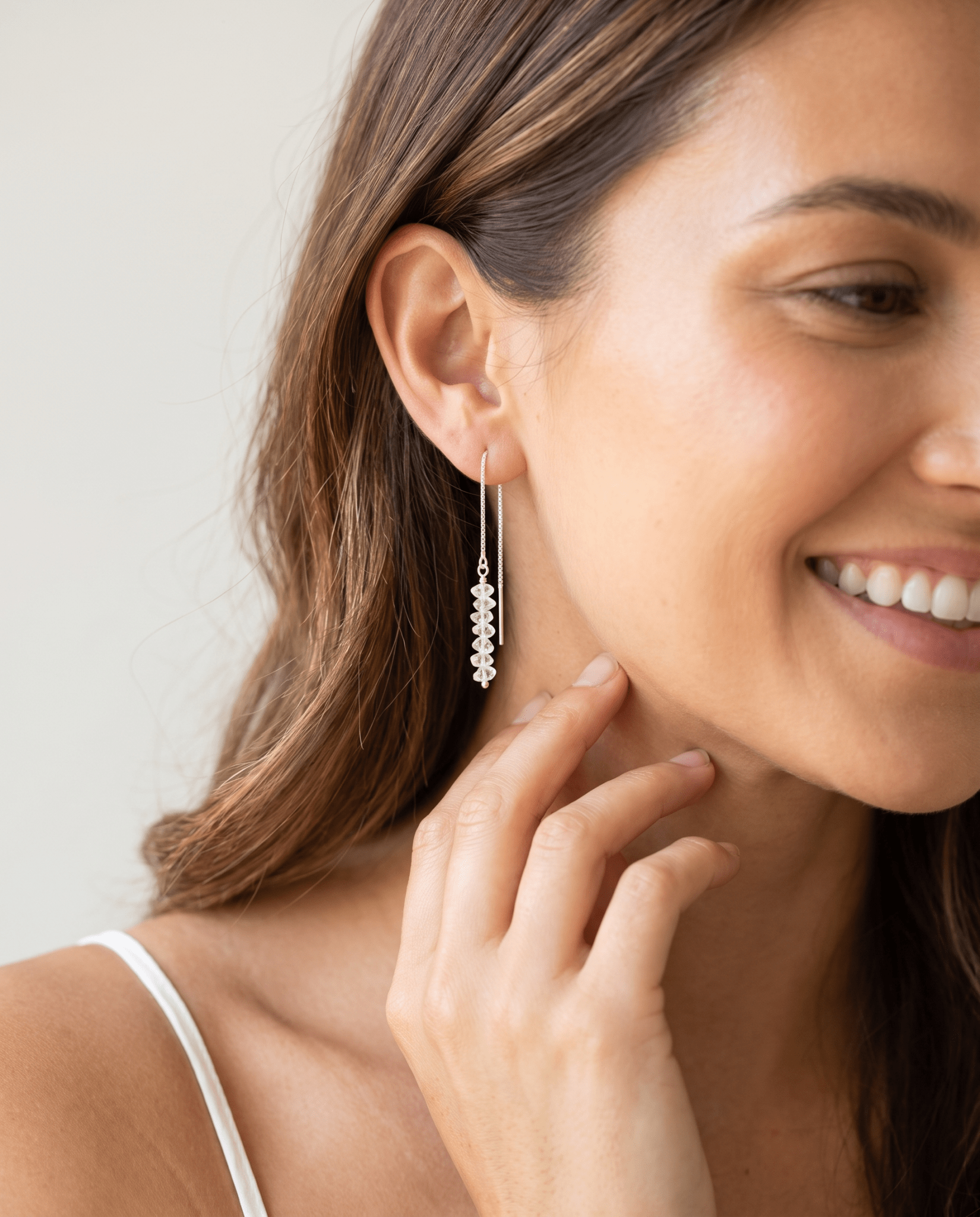 Herkimer Diamond Threaded Earrings - Barberry & Lace