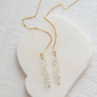 Herkimer Diamond Threaded Earrings - Barberry & Lace