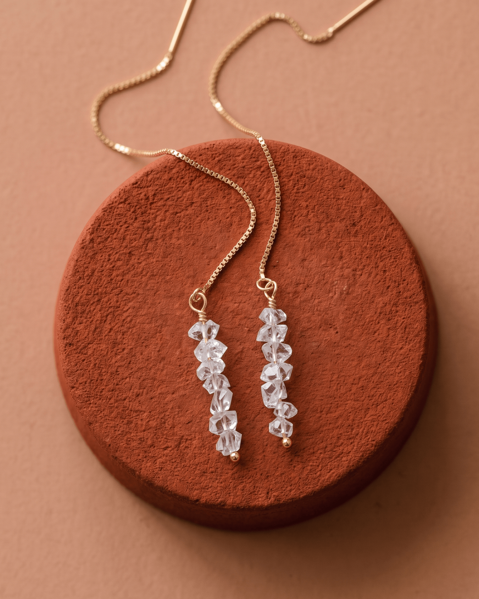 Herkimer Diamond Threaded Earrings - Barberry & Lace