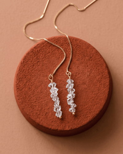 Herkimer Diamond Threaded Earrings - Barberry & Lace