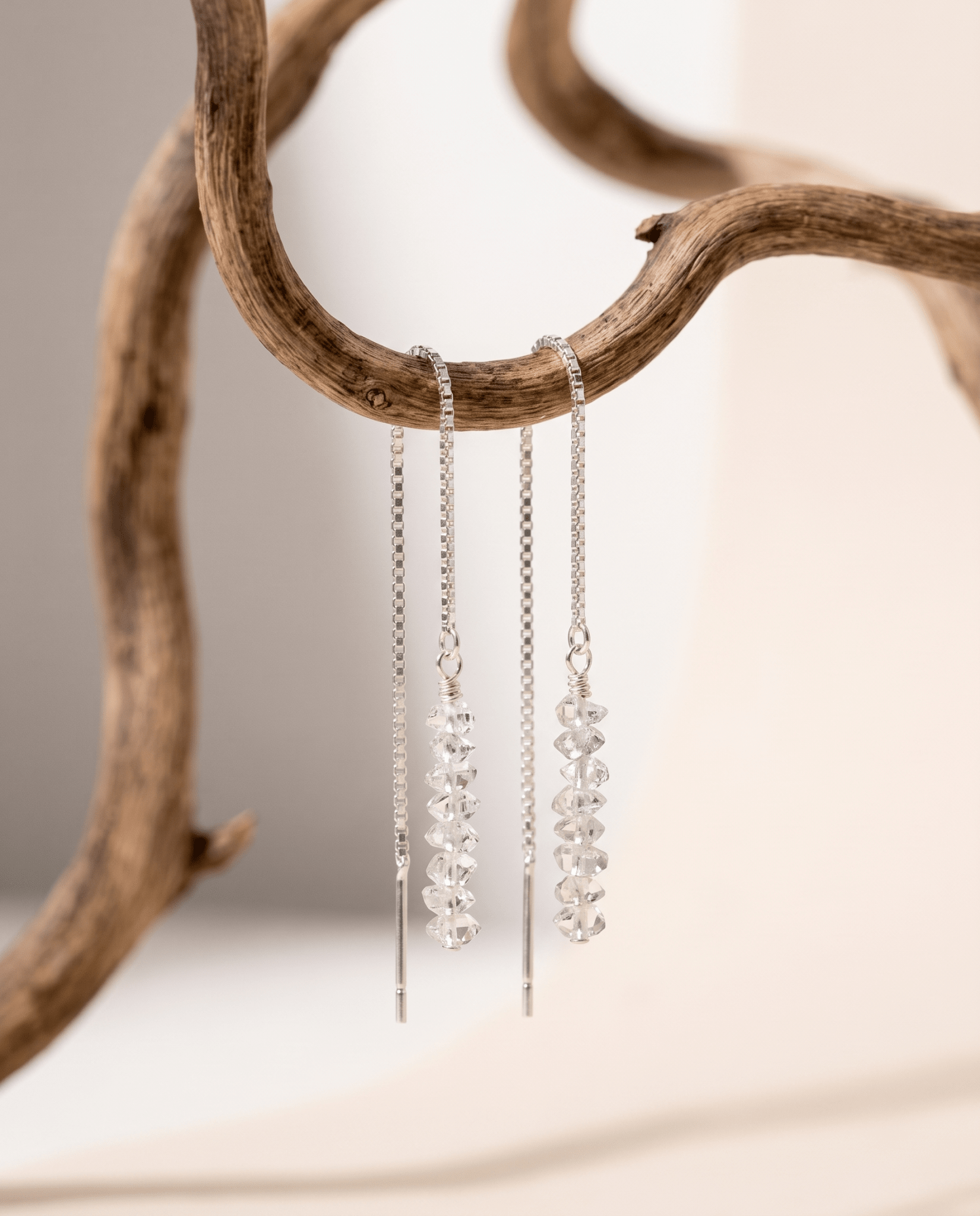 Herkimer Diamond Threaded Earrings - Barberry & Lace