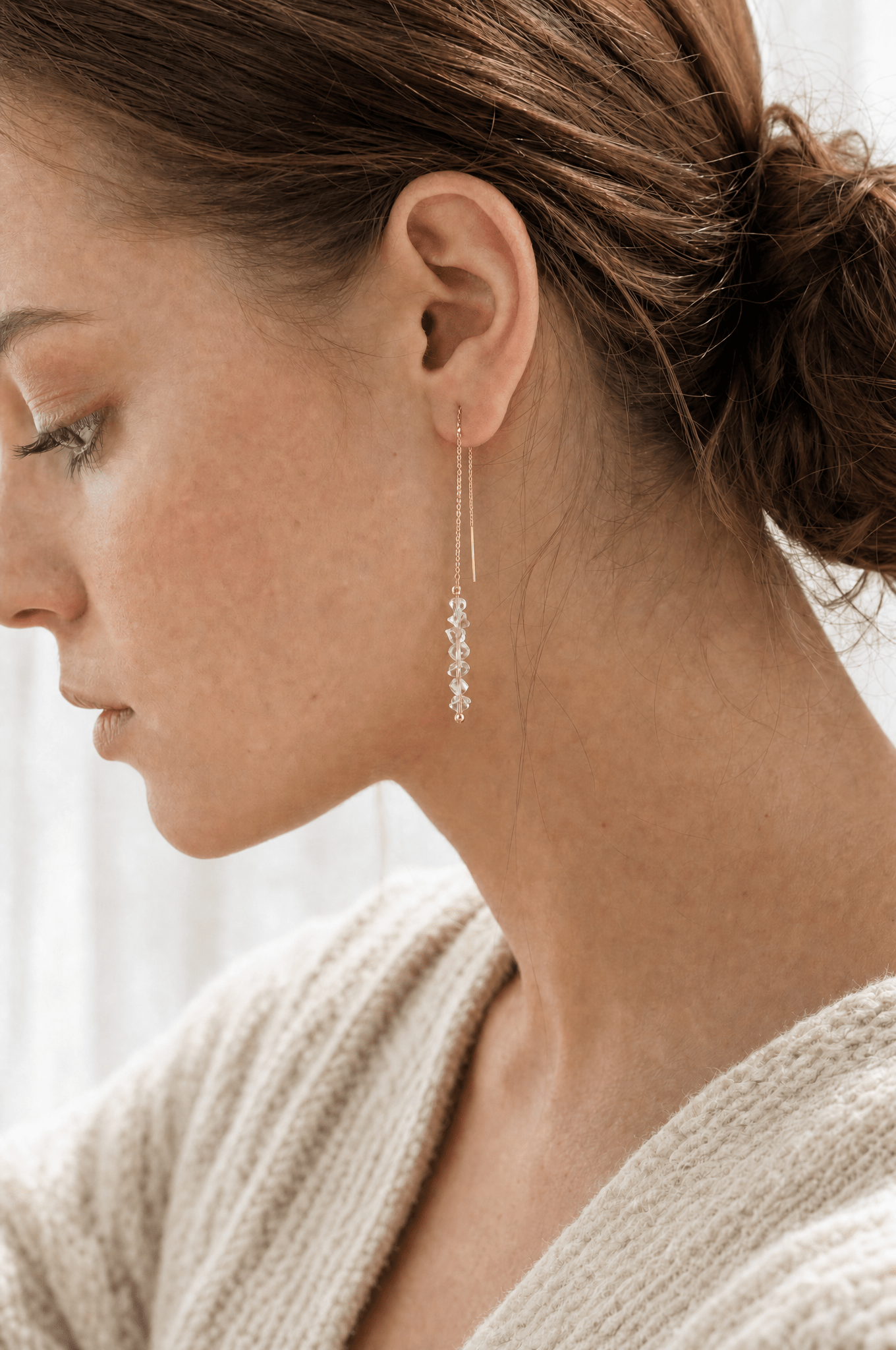 Herkimer Diamond Threaded Earrings - Barberry & Lace