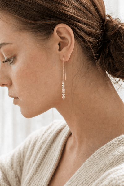 Herkimer Diamond Threaded Earrings - Barberry & Lace