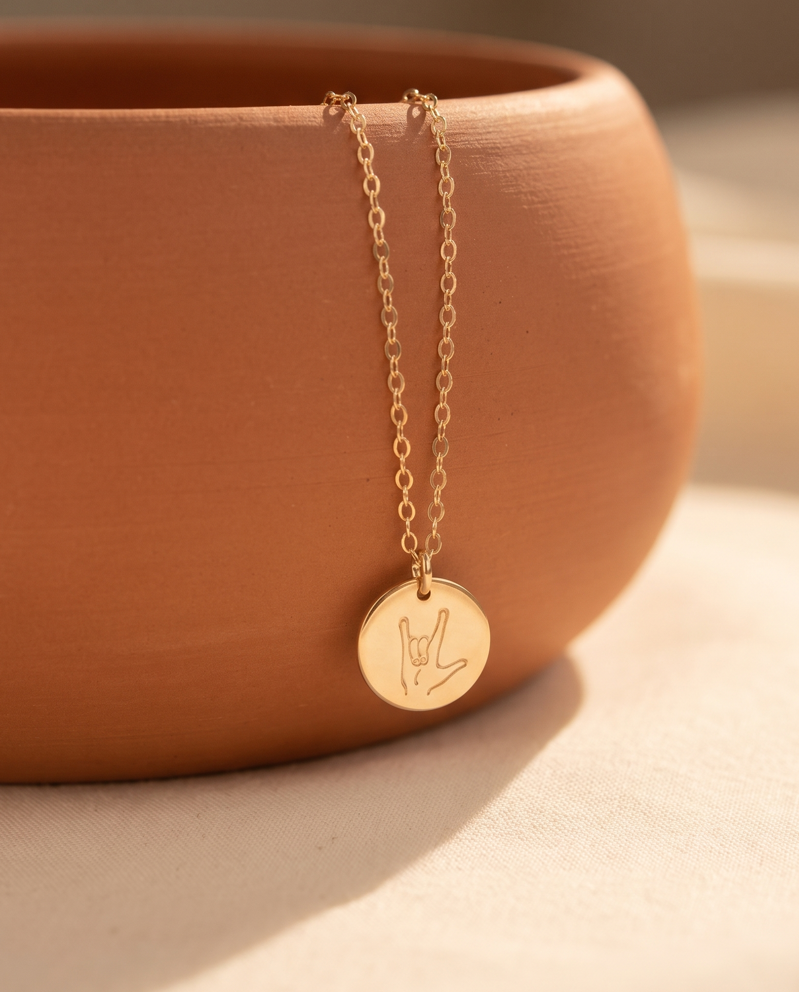 ASL 'I Love You' Sign Language Disc Necklace