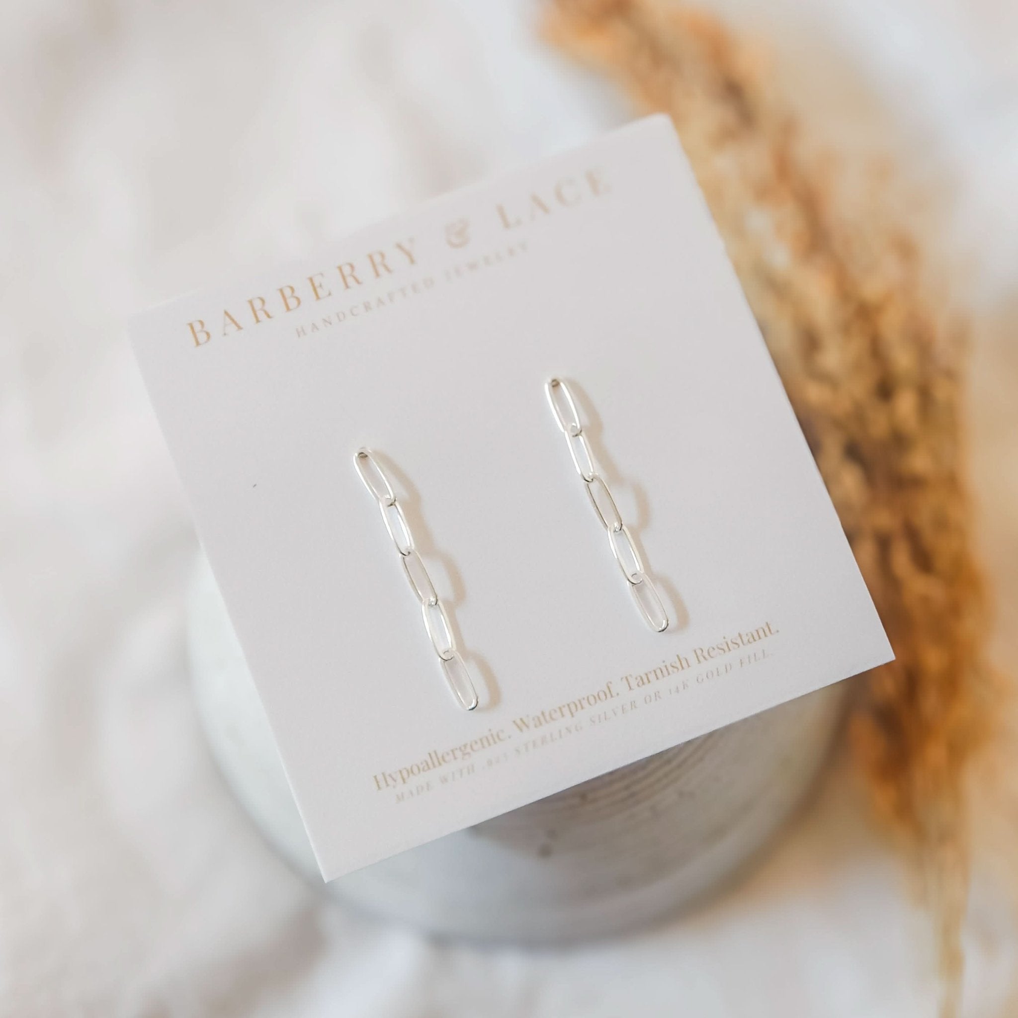Paperclip Stud Earrings - Barberry & Lace