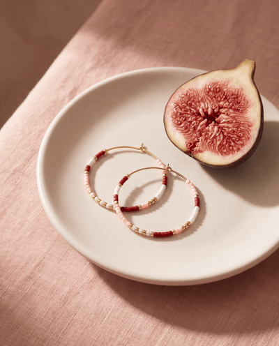 Summer Edition - Beaded Hoop Earrings - Barberry & Lace