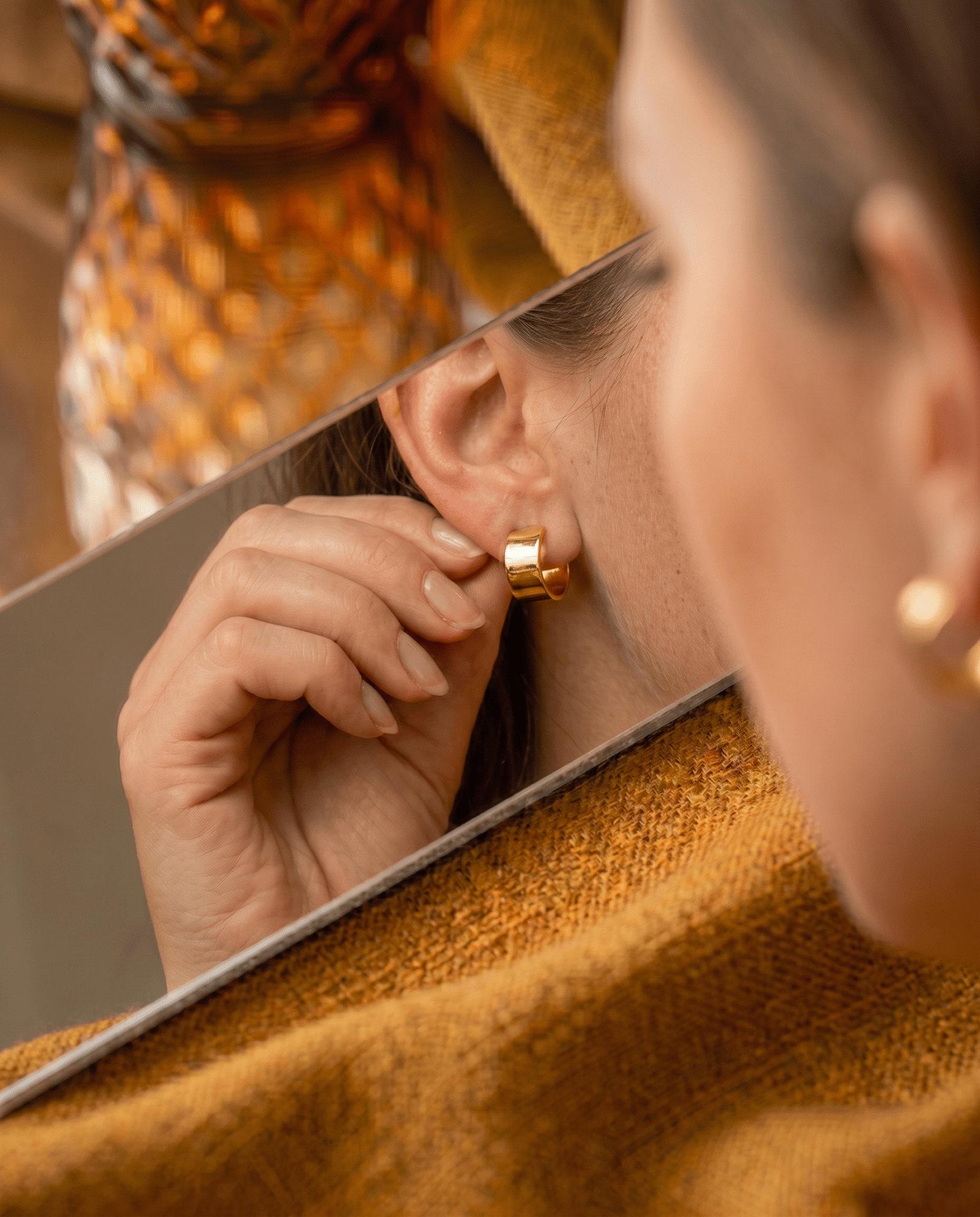 Thick Huggie Hoop Stud Earrings - Barberry & Lace