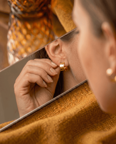 Thick Huggie Hoop Stud Earrings - Barberry & Lace