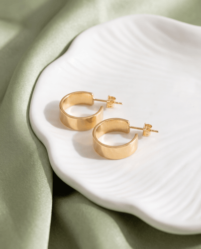 Thick Huggie Hoop Stud Earrings - Barberry & Lace