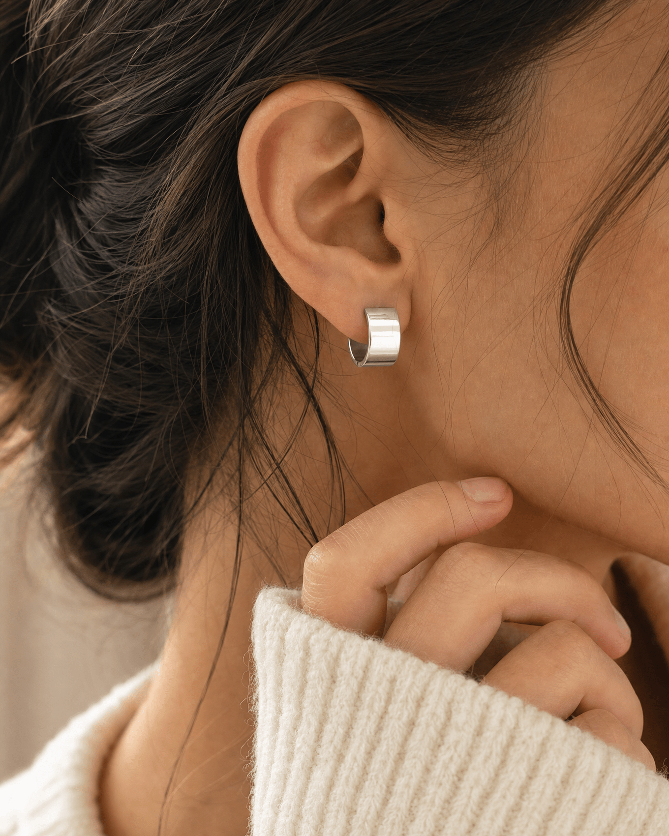 Thick Huggie Hoop Stud Earrings - Barberry & Lace