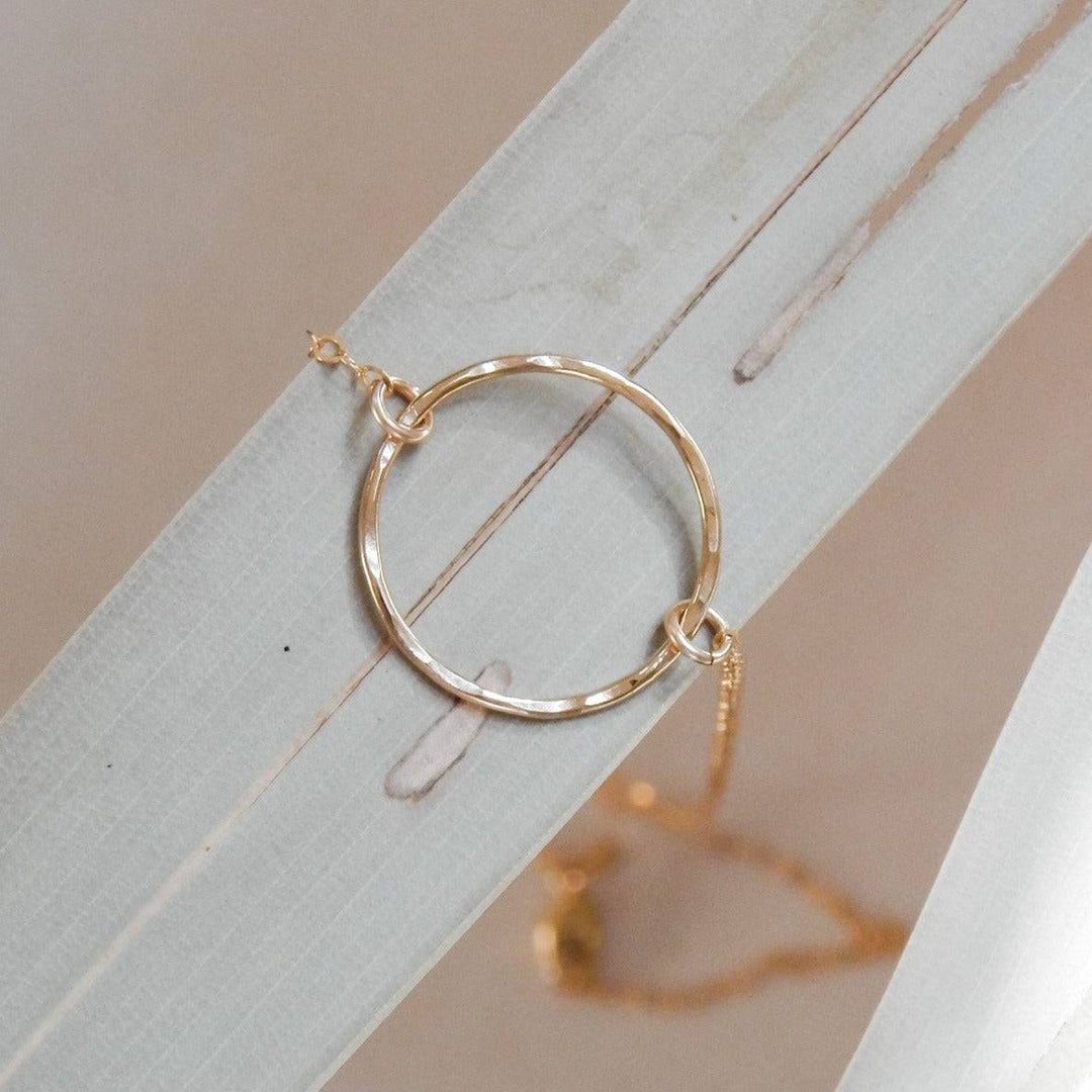 Dainty Open Ring Necklace by Barberry & Lace in 14k gold fill, displayed on a neutral background. Minimalist and modern jewelry design.