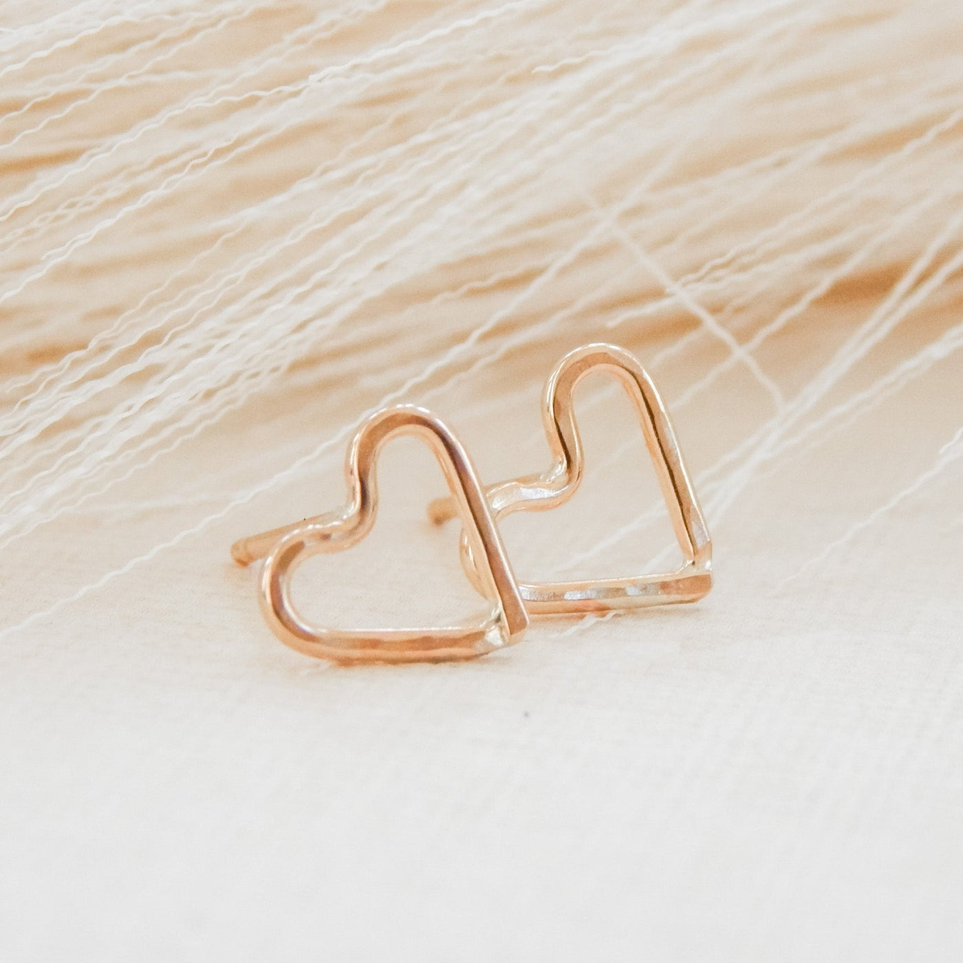 Hammered Heart Stud Earrings