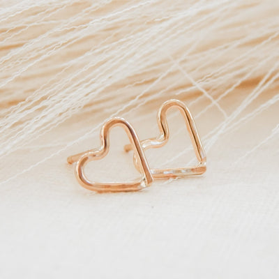 Hammered Heart Stud Earrings