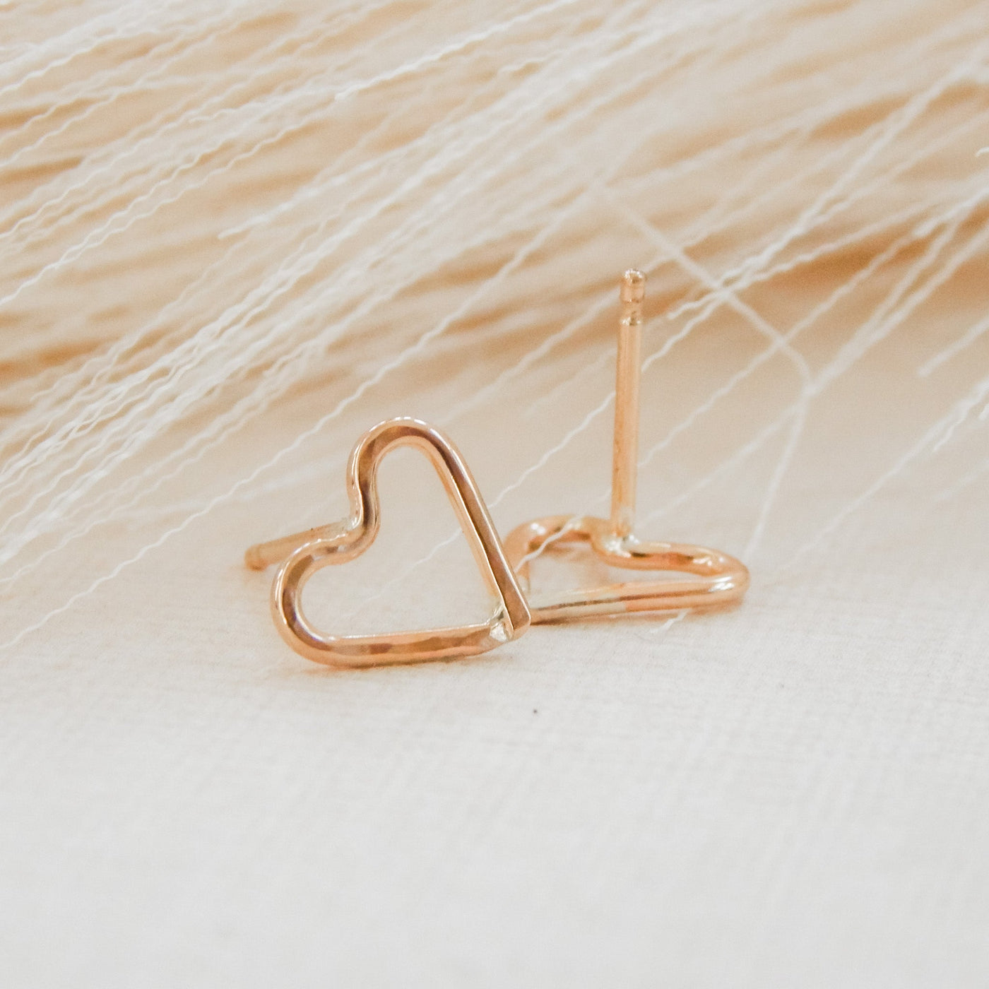 Hammered Heart Stud Earrings