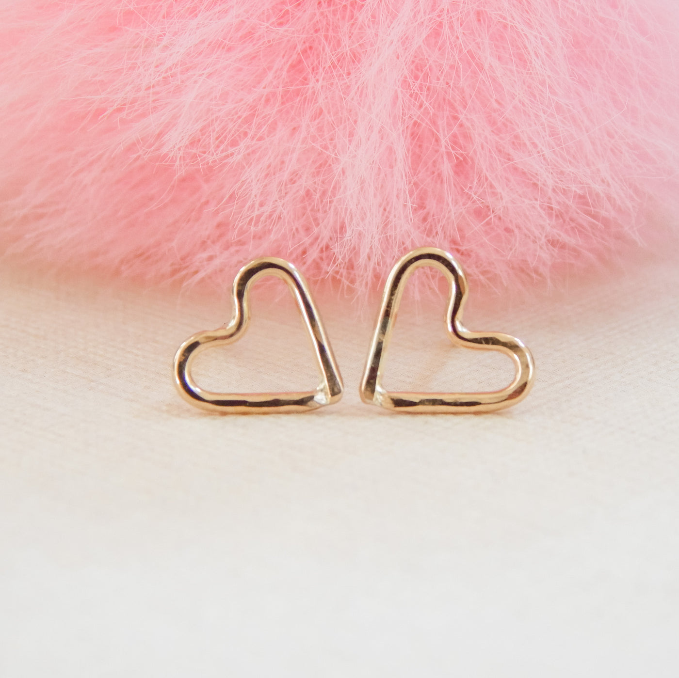 Hammered Heart Stud Earrings