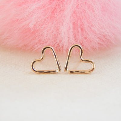 Hammered Heart Stud Earrings
